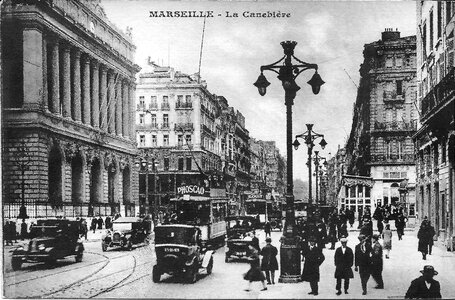 Old postcard tram bus