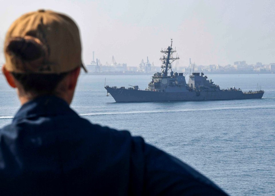 USS Hershel "Woody" Williams (ESB 4) departs Rota, Spain