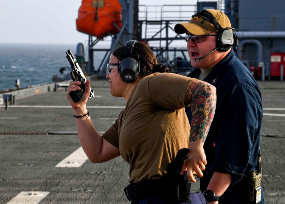 USS Hershel "Woody" Williams (ESB 4) pistol shoot