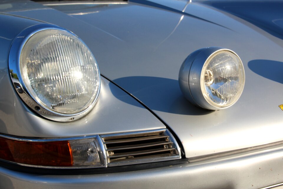 Porsche silver front headlight