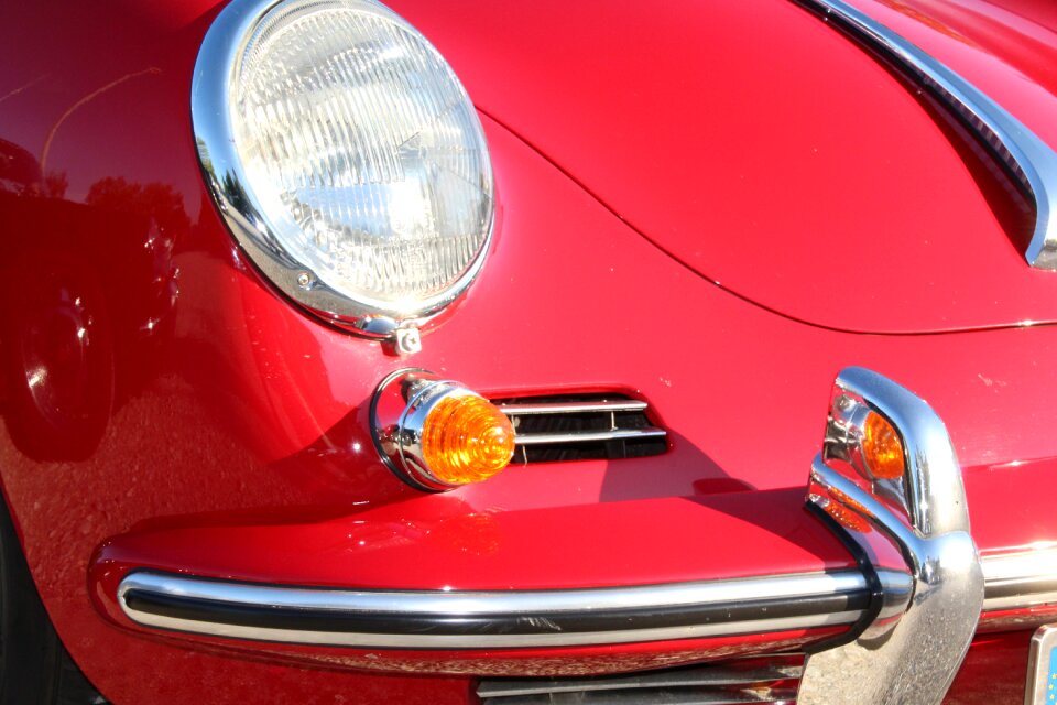 Porsche red front headlight