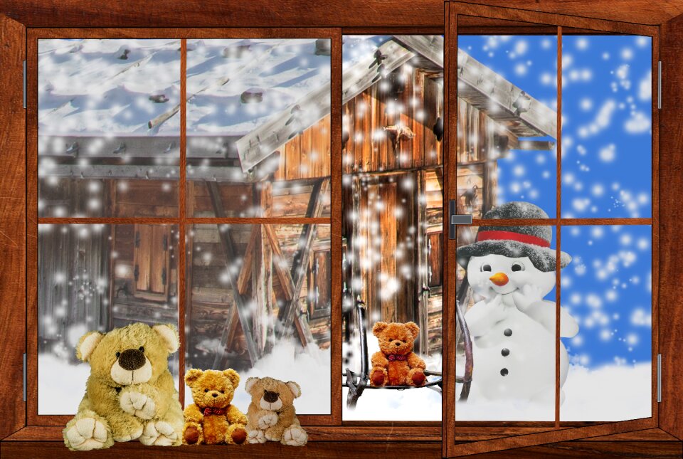 Wintry greeting card hut