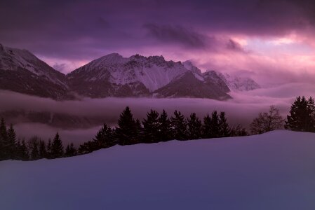 Mountains mountain peaks fog photo