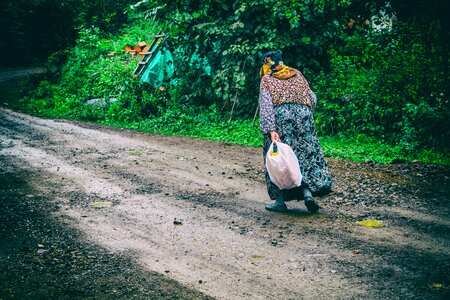 Old woman walking