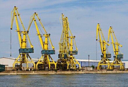 Port harbour cranes inland waterway transport photo
