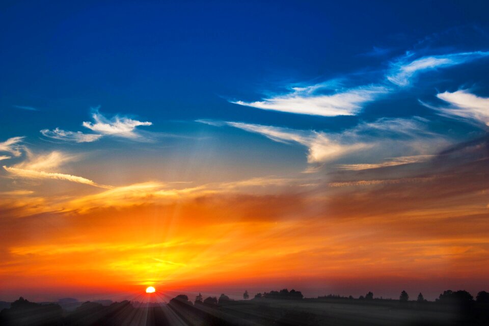 Setting sun sunbeam afterglow