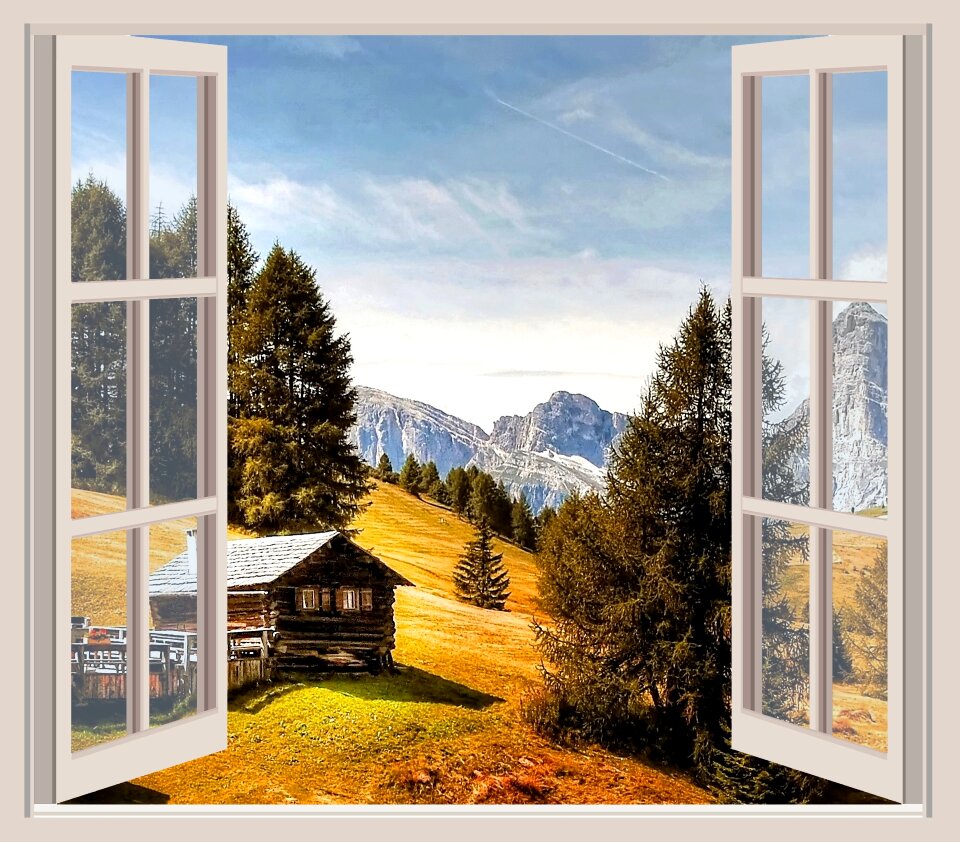 Dolomites mountain meadow hut