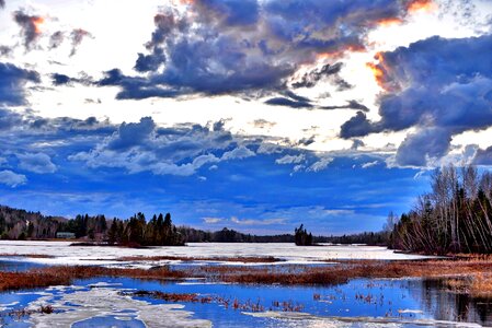 Clouds spring ice trees