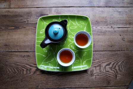 Tea wooden table teapot