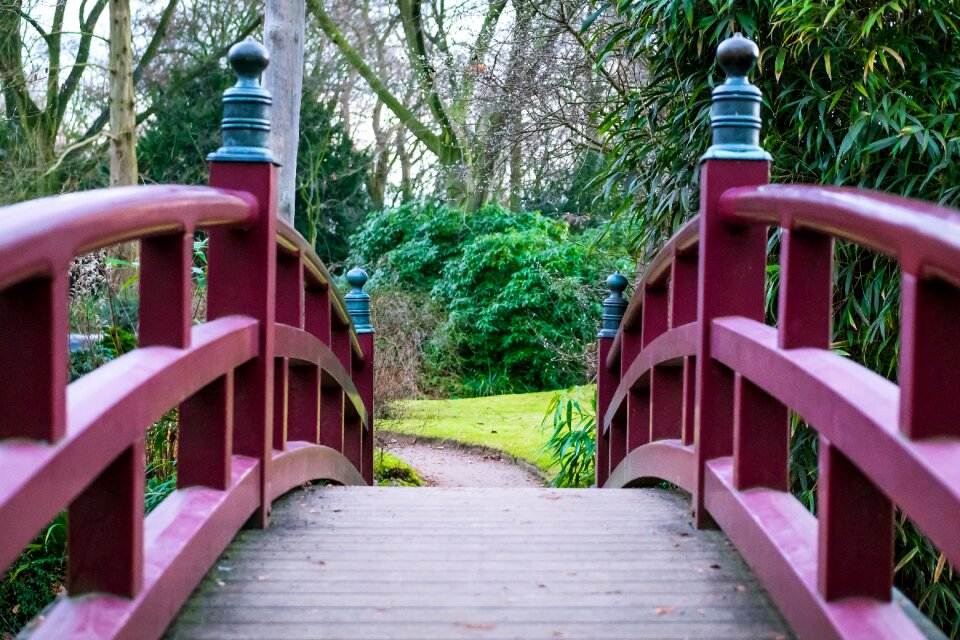 Bridge railing away garden