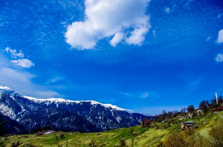 Grass clouds sky photo