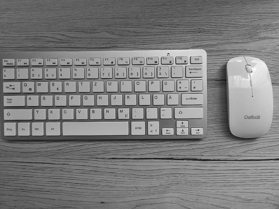 Workplace computer keyboard black and white