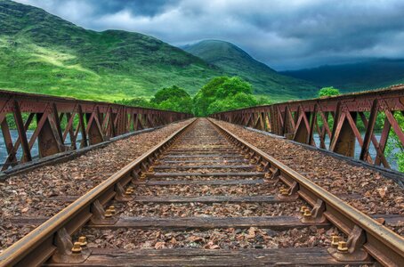 Train railway line endless photo