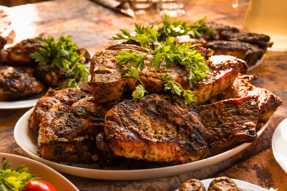 Fried meat shish kebab grill