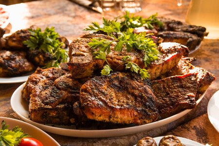 Fried meat shish kebab grill