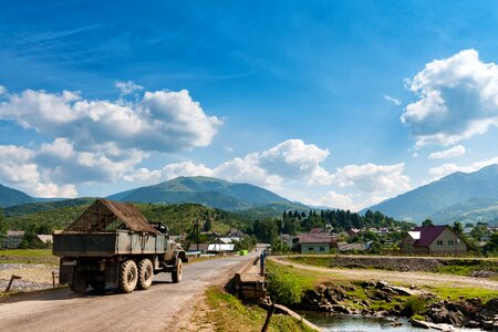 Road landscape mountains photo