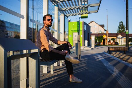 Sitting street waiting shed photo