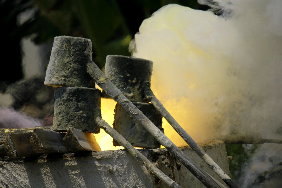 Burn metal create a buddha statue thailand