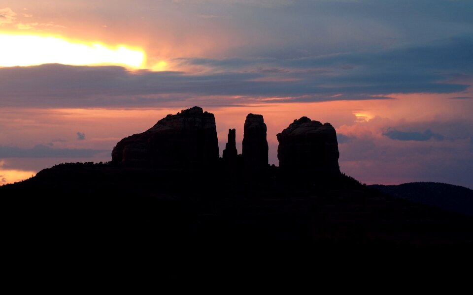 Landscape sunset silhouettes
