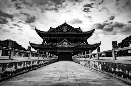 Temple black and white symmetry photo