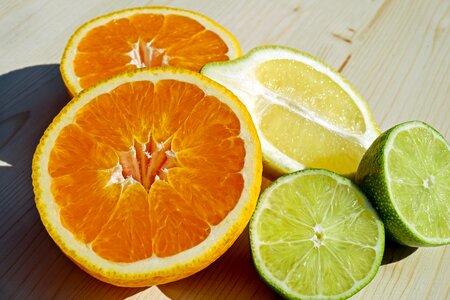 Sliced orange lemon photo