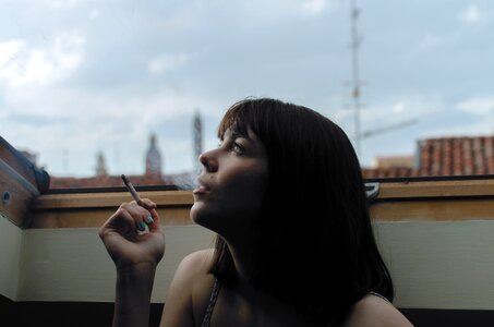 Person smoking woman photo