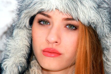 Green eyes blonde snow