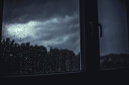 Wet window gloomy photo