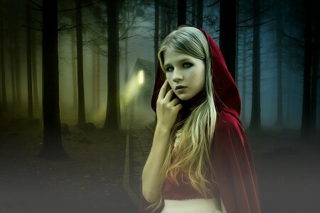 Girl dark fairy tale red hood