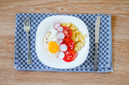 Tomatoes breakfast eggs photo