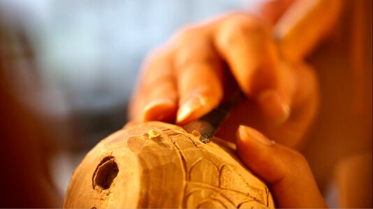 Relief carving camphor wood carving photo