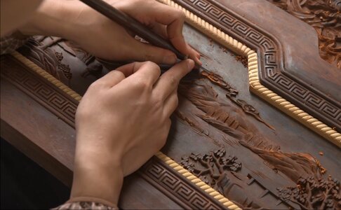 The court sandalwood carved the national palace museum landscape painting photo