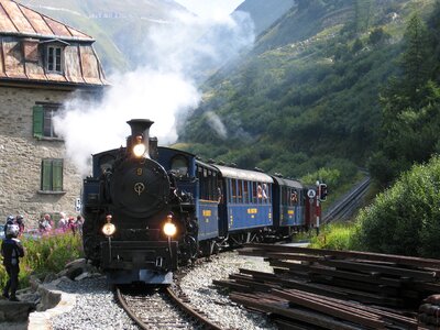 Steam locomotive alpine furka pass photo