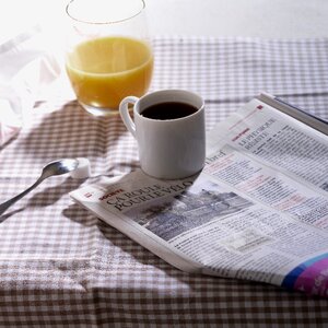 Journal orange juice coffee photo