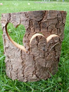 Wooden heart bark heart decoration