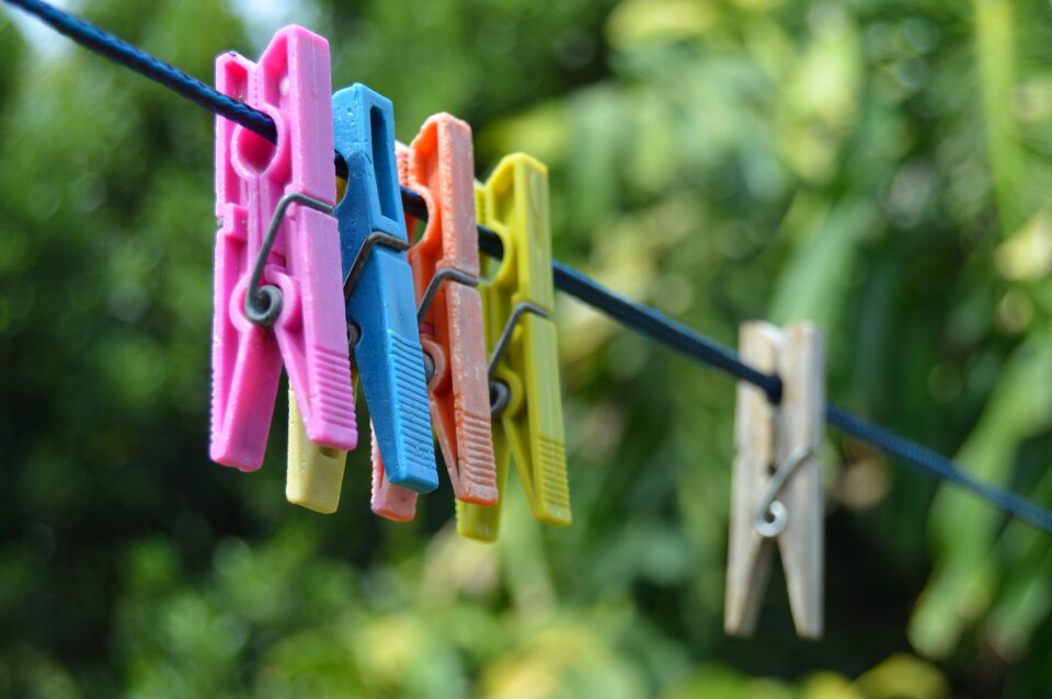 Clothespin plastic cord