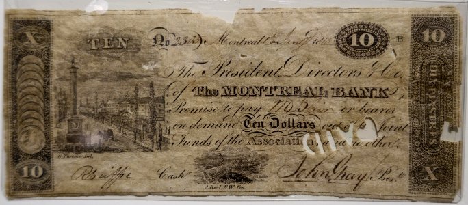 10_Dollars,_Montreal_Bank,_undated_-_Bank_of_Montréal_Museum_-_Bank_of_Montreal,_Main_Montreal_Branch_-_119,_rue_Saint-Jacques,_Montreal,_Quebec,_Canada_-_DSC08435 photo