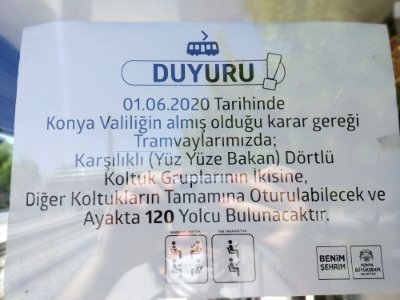 1_Haziran_2020_Konya_tramvayı_için_sosyal_mesafe_duyurusu