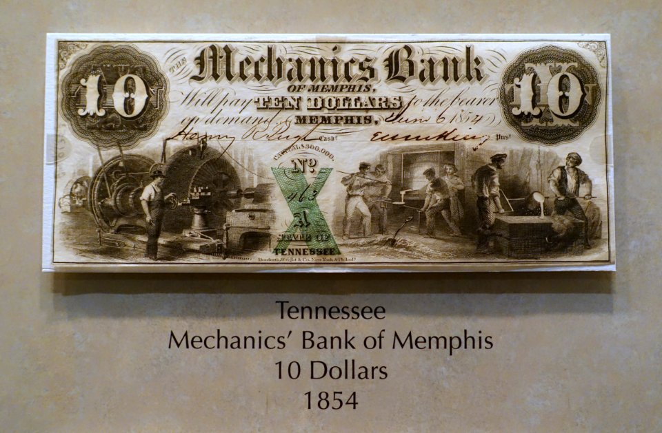 10_Dollars,_Mechanics'_Bank_of_Memphis,_Tennessee,_1854_-_National_Museum_of_American_History_-_DSC00202