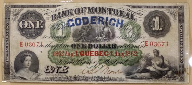 1_Dollar,_Bank_of_Montreal,_1862_-_Bank_of_Montréal_Museum_-_Bank_of_Montreal,_Main_Montreal_Branch_-_119,_rue_Saint-Jacques,_Montreal,_Quebec,_Canada_-_DSC08485 photo