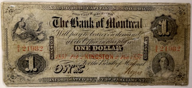 1_Dollar,_Bank_of_Montreal,_1857_-_Bank_of_Montréal_Museum_-_Bank_of_Montreal,_Main_Montreal_Branch_-_119,_rue_Saint-Jacques,_Montreal,_Quebec,_Canada_-_DSC08439 photo