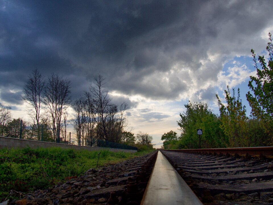 A straight line railway ties