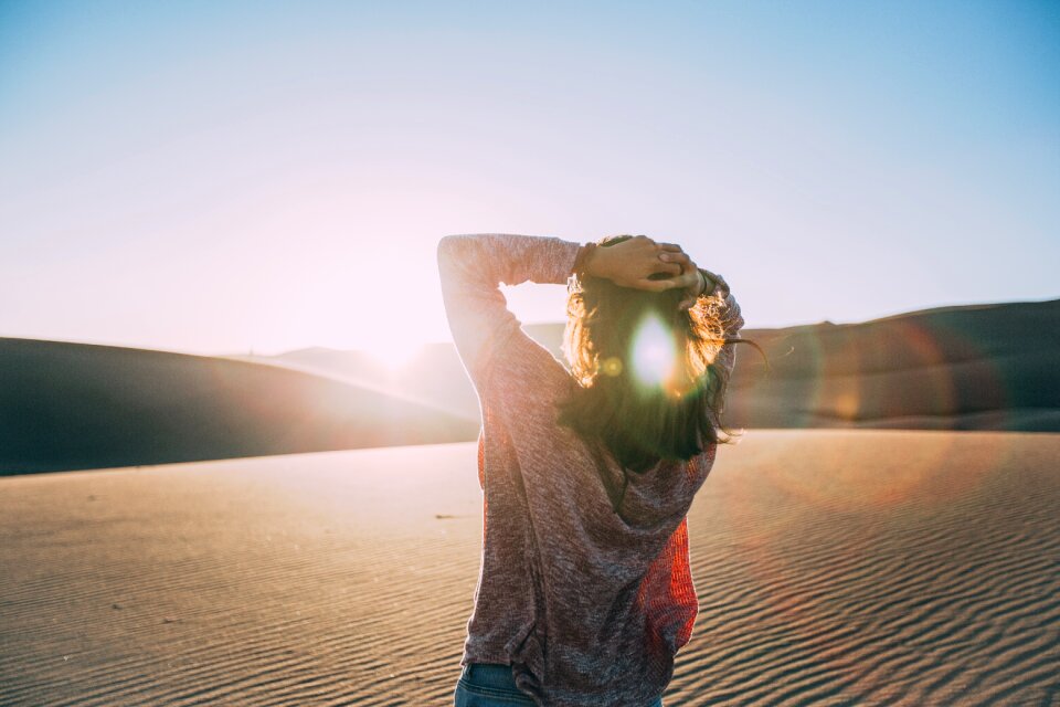 Girl landscape sand