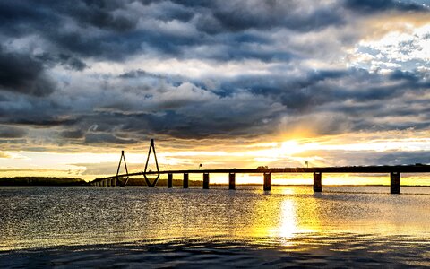 Sea bridge sunset abendstimmung photo
