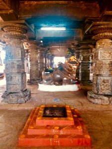 11th_12th-century_Pachala_Someshwara_Temple_Mandapam_with_Nandi_and_yajna,_Panagal,_Telangana,_India