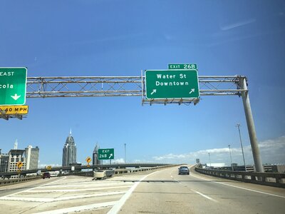 Interstate 10 street sign blue mobile