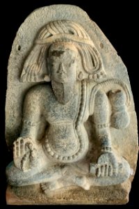 11th_century_Sthanapati,_head_of_Hindu_monastery_and_manuscripts,_Alampur,_Telangana