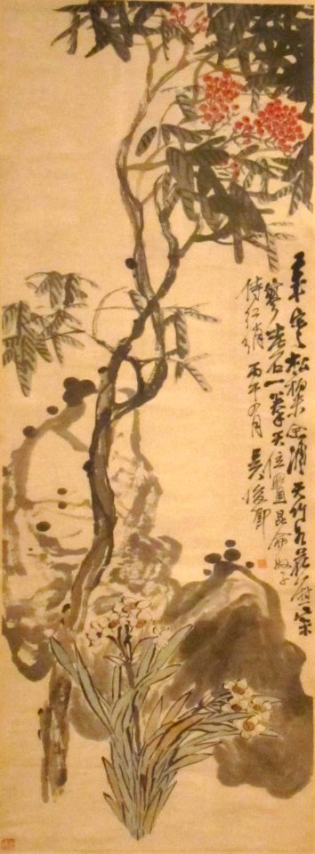 'Lychee_Branches_and_Narcissus',_by_Wu_Changshi,_Honolulu_Museum_of_Art
