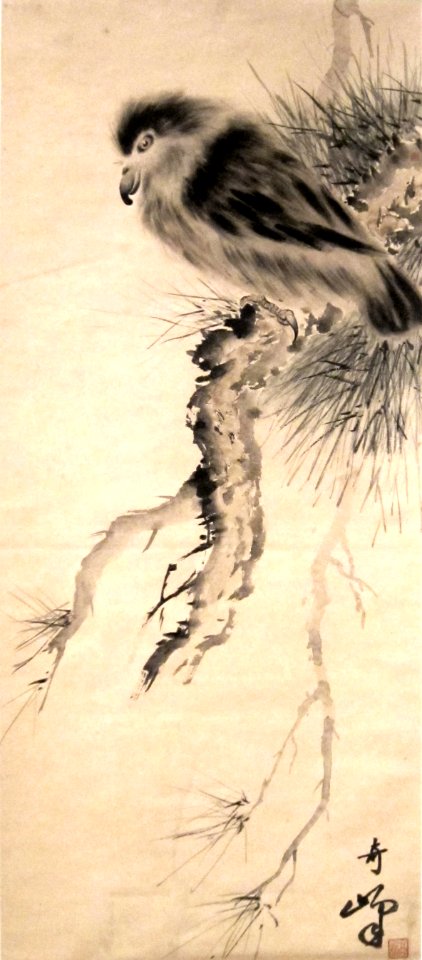 'Falcon',_ink_and_color_on_paper_by_Gao_Qifeng_(1889-1933)