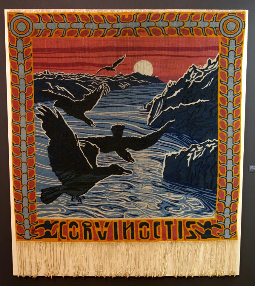 'Corvi_noctis'_tapestry,_designed_by_Walter_Leistikow,_maker_unknown,_c._1898,_wool_on_linen_warp_-_Bröhan_Museum,_Berlin_-_DSC04041